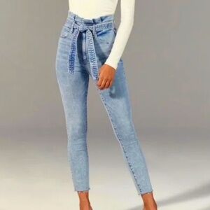 Abercrombie & Fitch Ultra High Rise Super Skinny Ankle Jeans with Tie Waist